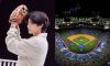 Người h&acirc;m mộ to&agrave;n cầu ăn mừng V (BTS) n&eacute;m b&oacute;ng khai mạc tại s&acirc;n Dodger bằng loạt dự &aacute;n quảng b&aacute; đặc biệt
