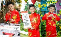 NTK Phuong LLY tặng &aacute;o d&agrave;i cho Hot boy Quốc Vũ nh&acirc;n dịp năm mới