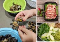 Nấu lẩu ri&ecirc;u cua rau nh&uacute;t