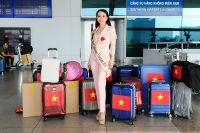 Hoa hậu Ch&acirc;u Ngọc B&iacute;ch nổi bật tại s&acirc;n bay, khởi h&agrave;nh đi Philippines chinh phục vương miện Mrs Universe 2018