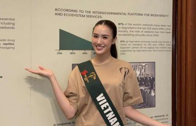 Trịnh Mỹ Anh cùng thí sinh Miss Earth 2025 làm sạch bãi biển Manila